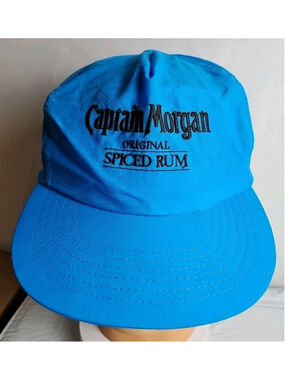 Vintage Captain Morgan Original Spiced Rum Snapback Hat Cap Blue Retro 90s